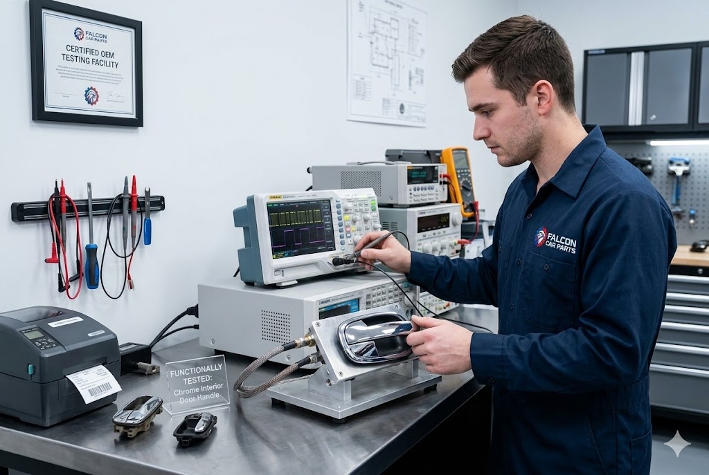Tested used interior door handle with chrome finish