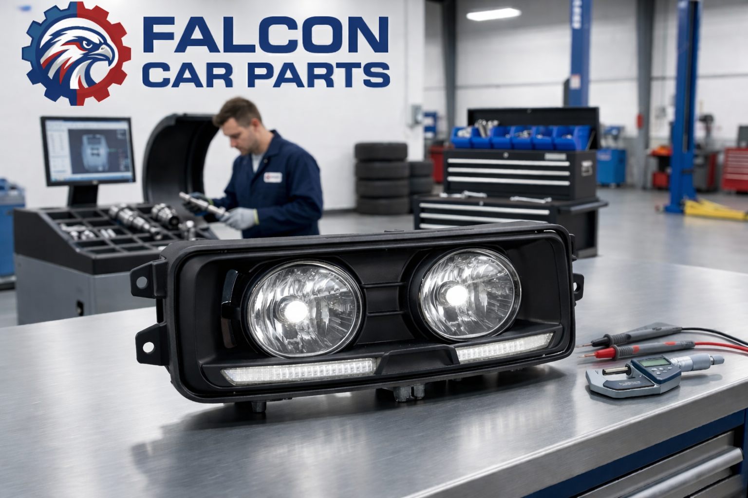 Inspected used front fog lamp assembly with clear lens and intact tabs