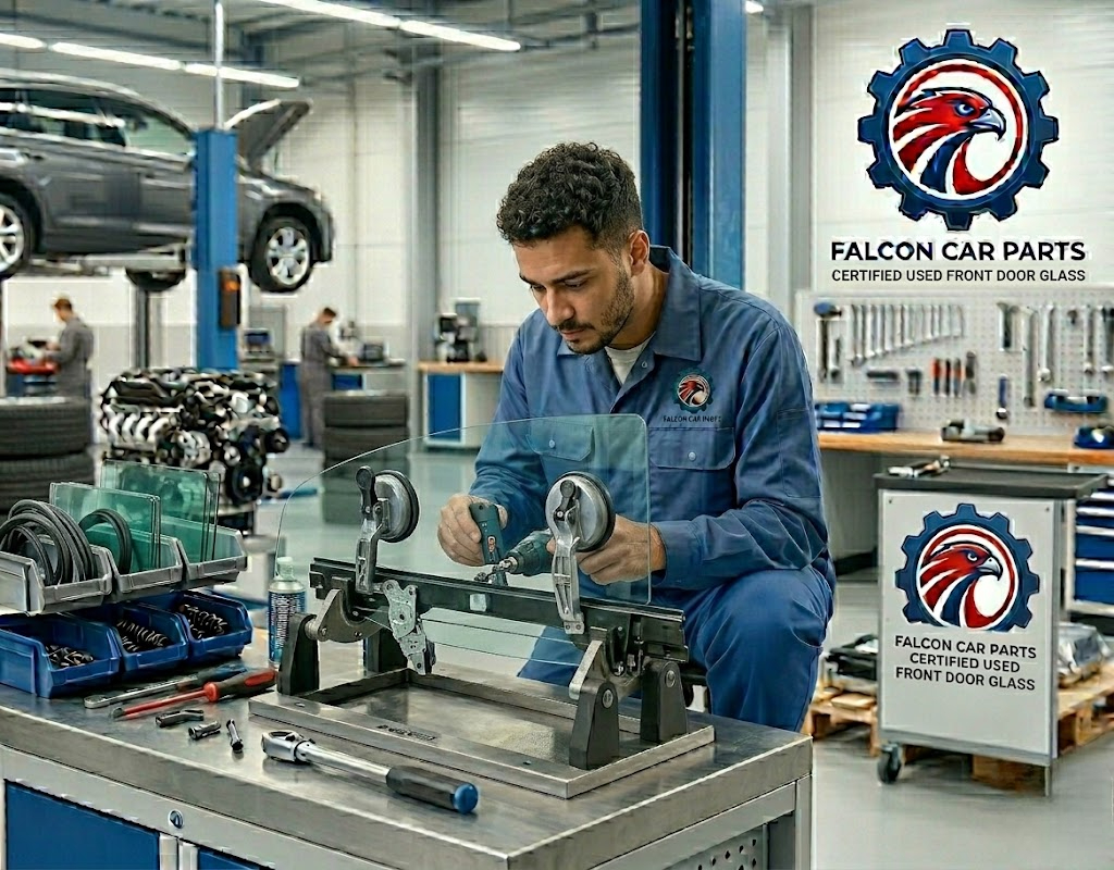 Tested used front door glass with clean edges and factory safety certification