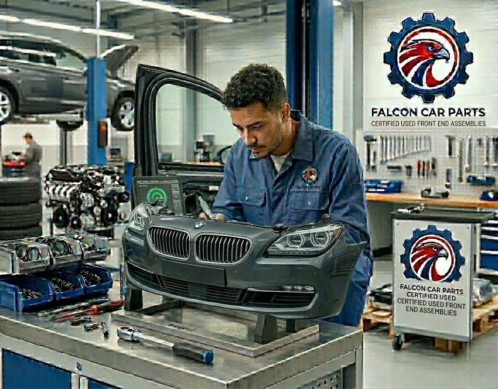 Complete used front end assembly with matched paint and intact headlights