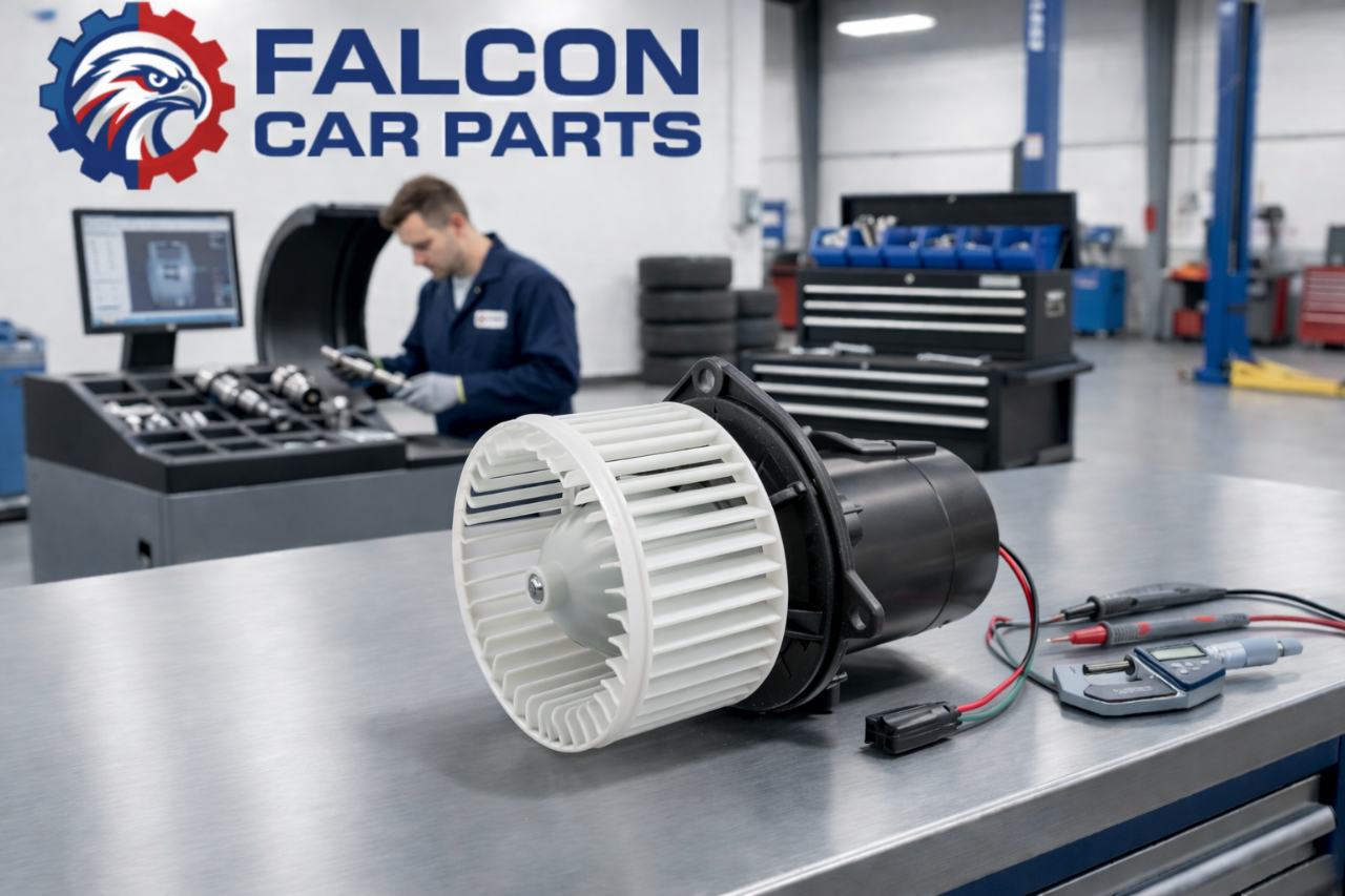 Technical staff bench-testing a used heater blower motor