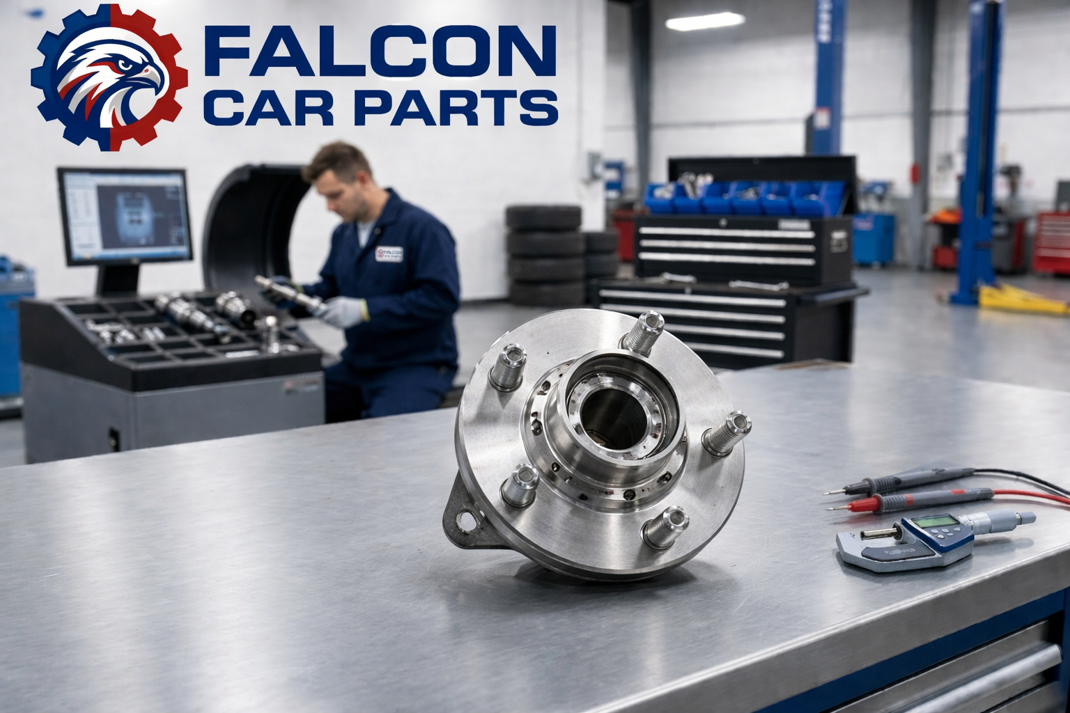 Quality inspected used wheel hub assembly with clean lug bolts and ABS wire