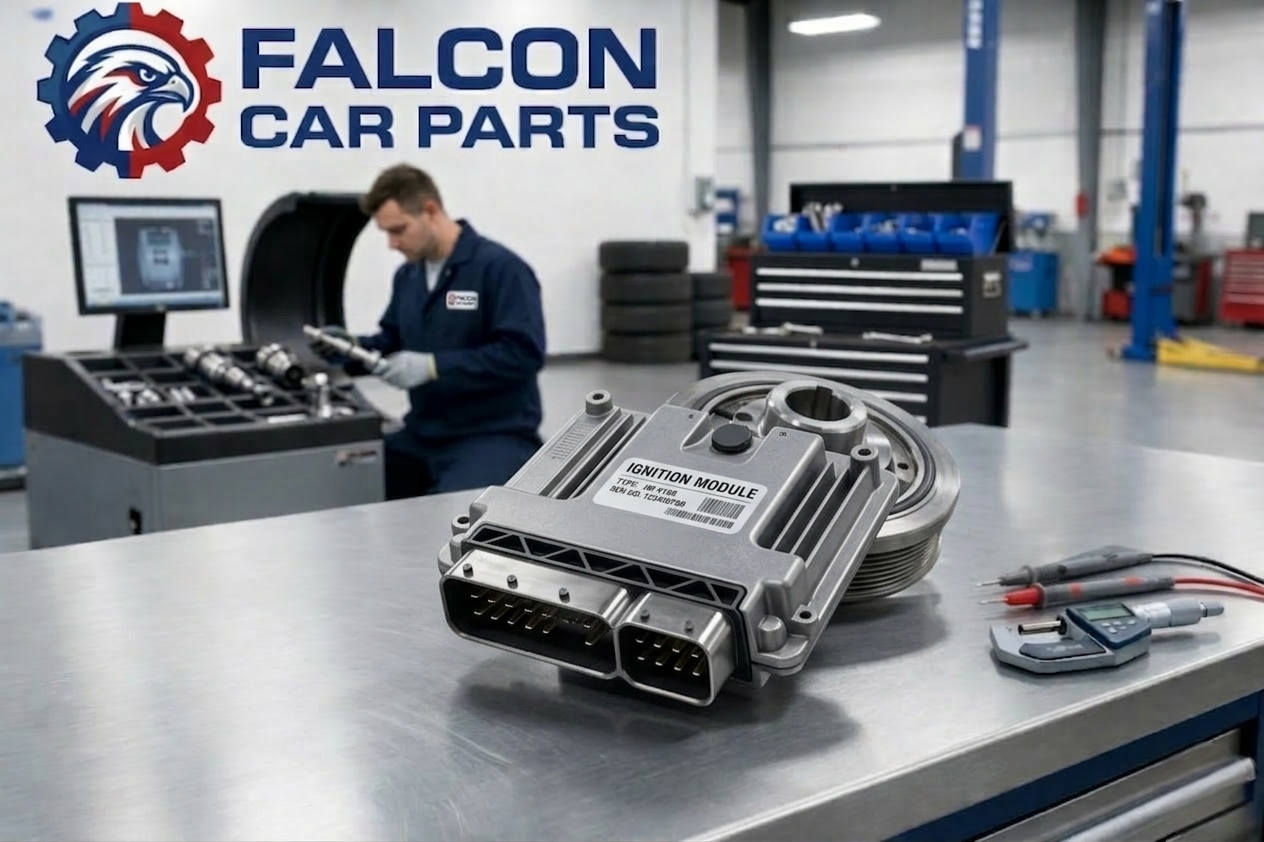 Technical staff testing a used car ignition control module