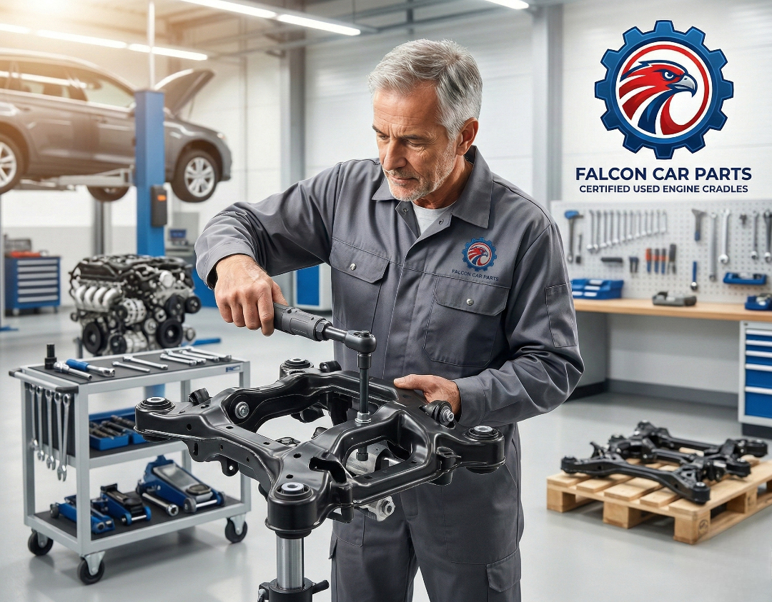 Inspected used engine cradle with clean mounting points