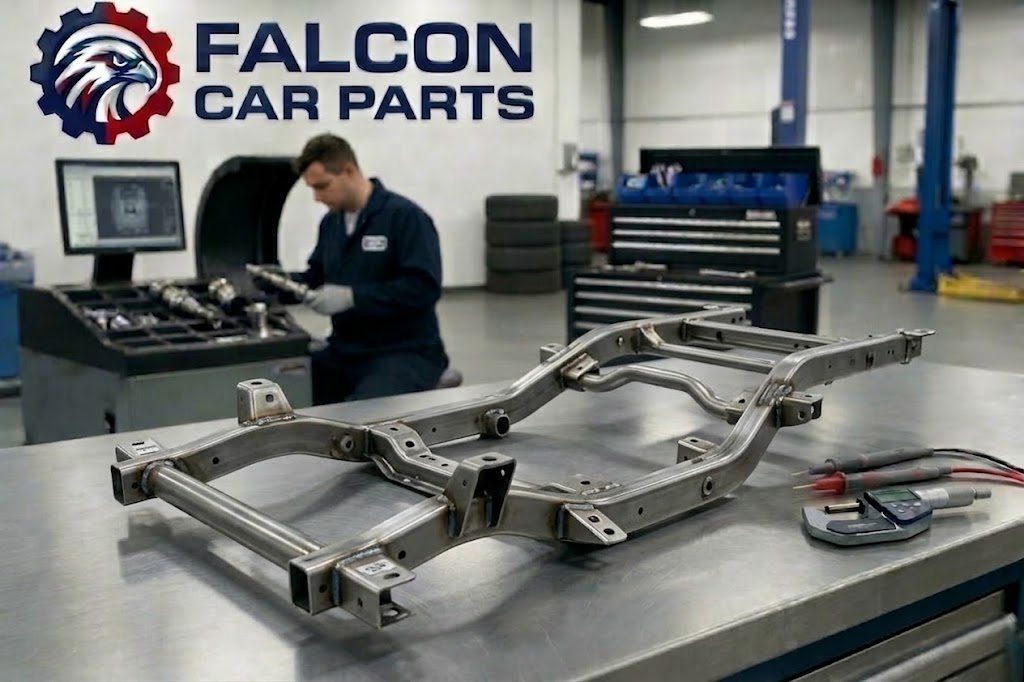 Certified used vehicle frame showing clean rails and mounting perches