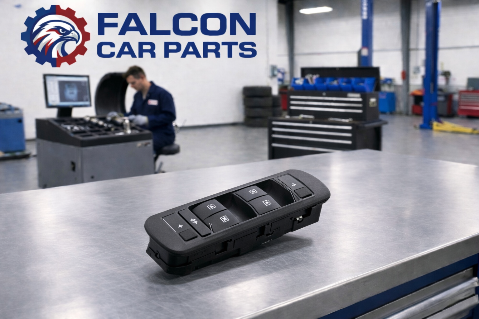 Technician testing an OEM master window switch panel