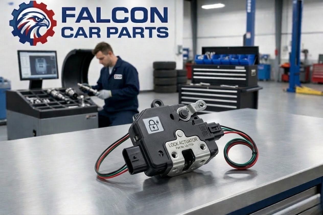 Tested used door lock actuator showing clean latch mechanism and electrical plug