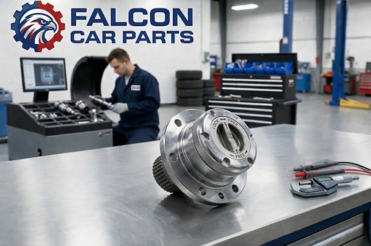 Tested used lockout hub showing clean splines and manual engagement dial