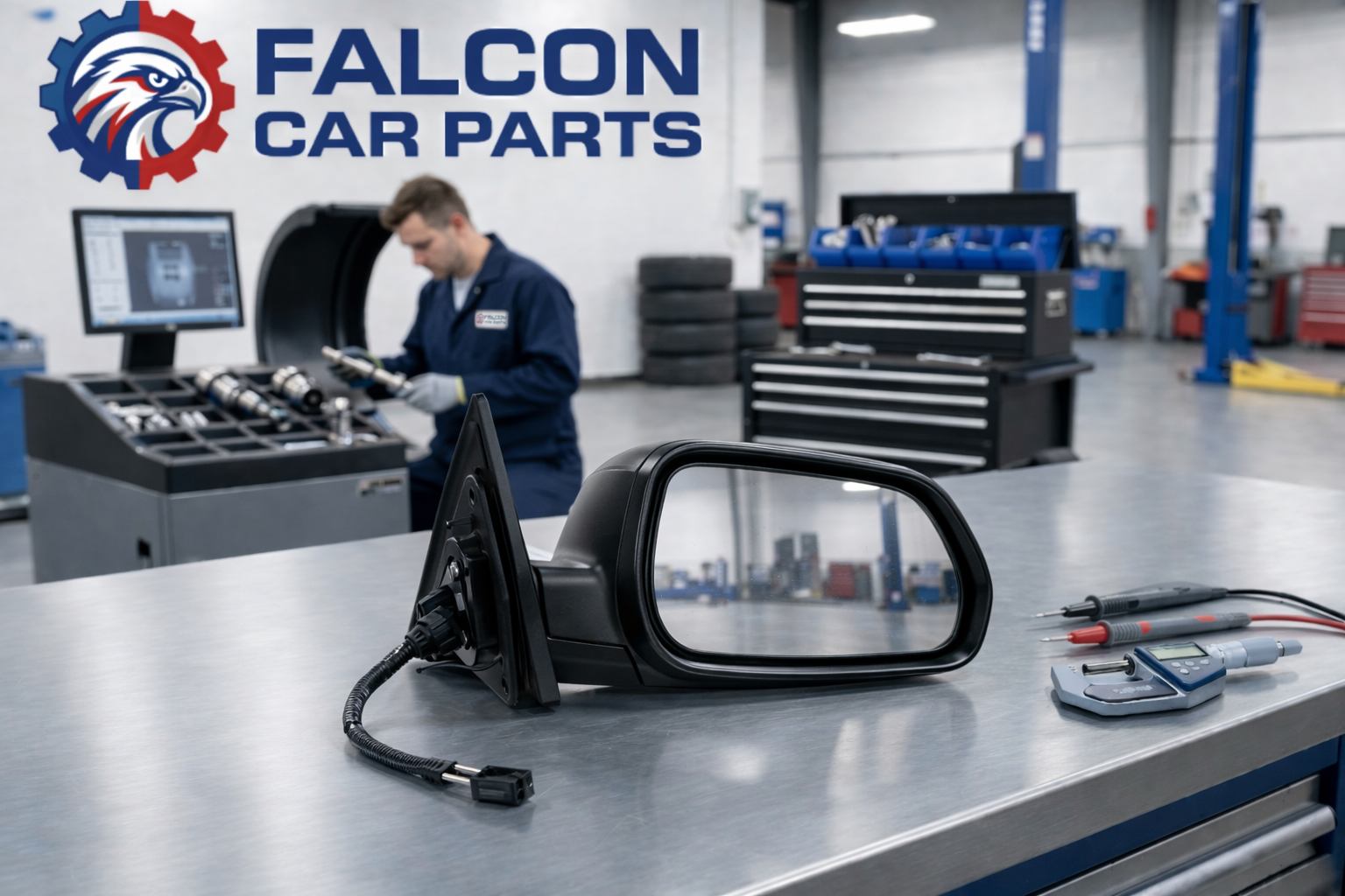 Tested used OEM door mirror with integrated signal and blind spot sensor