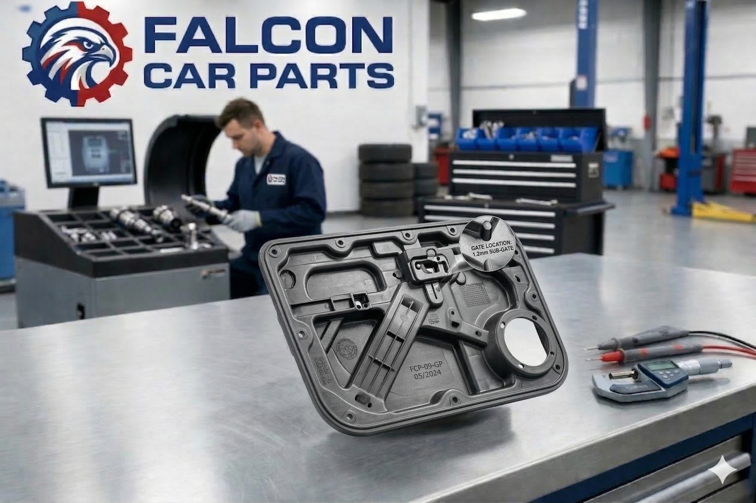 Tested used OEM tailgate gate moulding showing clean mounting tabs