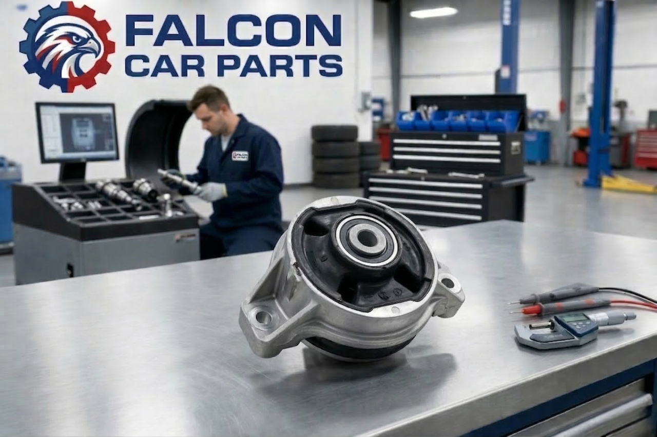 Technician inspecting used transmission mount integrity