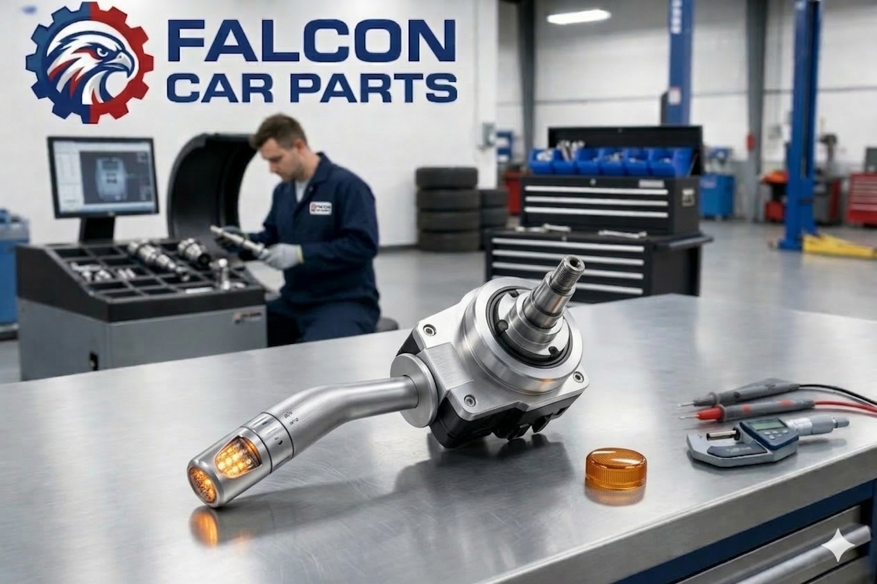 Technical staff inspecting used turn signal assemblies